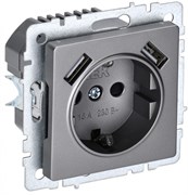 IEK Brite Base сталь розетка с заземлением и шторками, 16А с USB A+A 3,1А BR-R14-16-U21-D31-K46 IEK Brite Base сталь розетка с заземлением и шторками, 16А с USB A+A 3,1А BR-R14-16-U21-D31-K46
