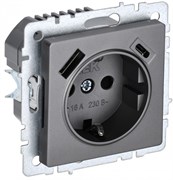 IEK Brite Base сталь розетка с заземлением и шторками, 16А с USB A+C 18Вт BR-R14-16-U22-018-K46 IEK Brite Base сталь розетка с заземлением и шторками, 16А с USB A+C 18Вт BR-R14-16-U22-018-K46
