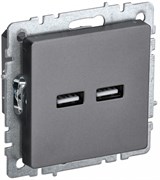 IEK Brite Base сталь розетка USB A+A 3,1А BR-U21-D31-K46 IEK Brite Base сталь розетка USB A+A 3,1А BR-U21-D31-K46