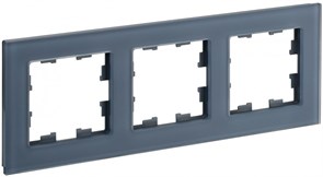 IEK Brite Decor маренго матовый стекло рамка 3-местная BR-M32-G-31-K35 IEK Brite Decor маренго матовый стекло рамка 3-местная BR-M32-G-31-K35