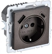IEK Brite Base тёмная бронза розетка с заземлением и шторками, 16А с USB A+C 18Вт BR-R14-16-U22-018-K45 IEK Brite Base тёмная бронза розетка с заземлением и шторками, 16А с USB A+C 18Вт BR-R14-16-U22-018-K45