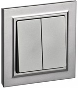 IEK Brite сталь выключатель 2- клавишный. 10А в сборе BR-V20-0-10-K46-F IEK Brite сталь выключатель 2- клавишный. 10А в сборе BR-V20-0-10-K46-F