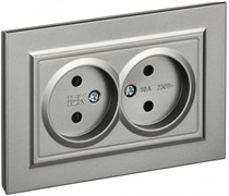 IEK Brite сталь розетка 2-я без заземления, со шторками, 10А в сборе BR-R23-10-K46-F IEK Brite сталь розетка 2-я без заземления, со шторками, 10А в сборе BR-R23-10-K46-F