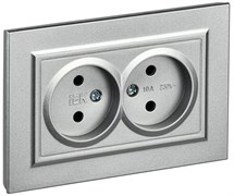 IEK Brite алюминий розетка 2-я без заземления, шторок, 10А в сборе BR-R20-10-K47-F IEK Brite алюминий розетка 2-я без заземления, шторок, 10А в сборе BR-R20-10-K47-F