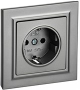 IEK Brite сталь розетка с заземлением и шторками, 16А в сборе BR-R14-16-K46-F IEK Brite сталь розетка с заземлением и шторками, 16А в сборе BR-R14-16-K46-F