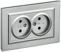 IEK Brite алюминий розетка 2-я без заземления, со шторками, 10А в сборе BR-R23-10-K47-F IEK Brite алюминий розетка 2-я без заземления, со шторками, 10А в сборе BR-R23-10-K47-F