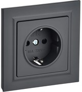 IEK Brite графит розетка с заземлением и шторками, 16А в сборе BR-R14-16-K53-F IEK Brite графит розетка с заземлением и шторками, 16А в сборе BR-R14-16-K53-F