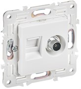 IEK SKANDY Арктический белый Розетка двойная TV+RJ45 кат.6E SK-A15W SK-AK20-2-K01 IEK SKANDY Арктический белый Розетка двойная TV+RJ45 кат.6E SK-A15W SK-AK20-2-K01