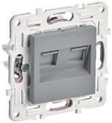 IEK SKANDY Серый Розетка компьютерная двойная RJ45 кат.6 SK-K04Gr SK-K20-2-K03 IEK SKANDY Серый Розетка компьютерная двойная RJ45 кат.6 SK-K04Gr SK-K20-2-K03