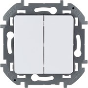 Legrand Inspiria белый выключатель двухклавишный 10 AX - 250 В 673620 Legrand Inspiria белый выключатель двухклавишный 10 AX - 250 В 673620