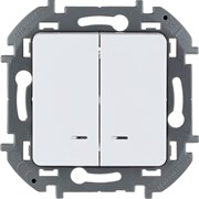 Legrand Inspiria белый выключатель двухклавишный с подсветкой/индикацией 10 AX - 250 В 673630 Legrand Inspiria белый выключатель двухклавишный с подсветкой/индикацией 10 AX - 250 В 673630