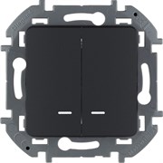 Legrand Inspiria антрацит выключатель двухклавишный с подсветкой/индикацией 10 AX - 250 В 673633 Legrand Inspiria антрацит выключатель двухклавишный с подсветкой/индикацией 10 AX - 250 В 673633