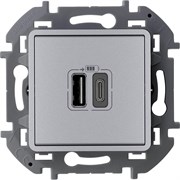 Legrand Inspiria алюминий зарядное устройство с двумя USB-разьемами A-C 240В/5В 3000мА 673762 Legrand Inspiria алюминий зарядное устройство с двумя USB-разьемами A-C 240В/5В 3000мА 673762