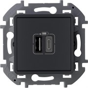Legrand Inspiria антрацит зарядное устройство с двумя USB-разьемами A-C 240В/5В 3000мА 673763 Legrand Inspiria антрацит зарядное устройство с двумя USB-разьемами A-C 240В/5В 3000мА 673763