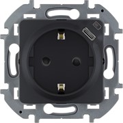 Legrand Inspiria антрацит розетка 2К+З немецкий стандарт 16А 250В со встроенным зарядным устройством USB C 1.5А 5В 673773 Legrand Inspiria антрацит розетка 2К+З немецкий стандарт 16А 250В со встроенным зарядным устройством USB C 1.5А 5В 673773
