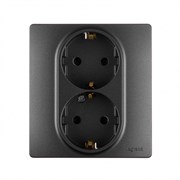 Legrand Etika антрацит 2-я розетка с заземлением, со шторками, автозажимные клеммы 672633 Legrand Etika антрацит 2-я розетка с заземлением, со шторками, автозажимные клеммы 672633