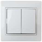 Intro Переключатель Plano 1-107-01 двухклавишный, 10А-250В, IP20, СУ, белый Б0053802 Intro Переключатель Plano 1-107-01 двухклавишный, 10А-250В, IP20, СУ, белый Б0053802
