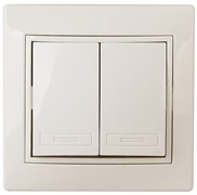Intro Переключатель Plano 1-107-02 двухклавишный, 10А-250В, IP20, СУ, слоновая кость Б0053804 Intro Переключатель Plano 1-107-02 двухклавишный, 10А-250В, IP20, СУ, слоновая кость Б0053804