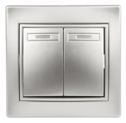 Intro Переключатель Plano 1-107-03 двухклавишный, 10А-250В, IP20, СУ, алюминий Б0053806 Intro Переключатель Plano 1-107-03 двухклавишный, 10А-250В, IP20, СУ, алюминий Б0053806