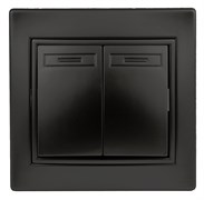 Intro Переключатель Plano 1-107-05 двухклавишный, 10А-250В, IP20, СУ, антрацит Б0053810 Intro Переключатель Plano 1-107-05 двухклавишный, 10А-250В, IP20, СУ, антрацит Б0053810