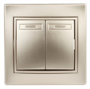 Intro Переключатель Plano 1-107-04 двухклавишный, 10А-250В, IP20, СУ, шампань Б0053808 Intro Переключатель Plano 1-107-04 двухклавишный, 10А-250В, IP20, СУ, шампань Б0053808