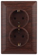 Intro Розетка Solo 4-205-10 с заземлением двойная 2X2P+E Schuko, 16А-250В, IP20, СУ, венге Б0053679 Intro Розетка Solo 4-205-10 с заземлением двойная 2X2P+E Schuko, 16А-250В, IP20, СУ, венге Б0053679