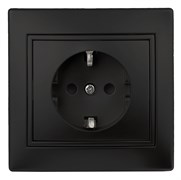 Intro Розетка Plano 1-202-05 с заземлением 2P+E Schuko, 16А-250В, IP20, СУ, антрацит Б0053881 Intro Розетка Plano 1-202-05 с заземлением 2P+E Schuko, 16А-250В, IP20, СУ, антрацит Б0053881