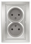 Intro Розетка Plano 1-204-03 без заземления двойная 2х2P, 16А-250В, IP20, СУ, алюминий Б0053907 Intro Розетка Plano 1-204-03 без заземления двойная 2х2P, 16А-250В, IP20, СУ, алюминий Б0053907