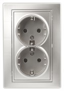 Intro Розетка Plano 1-205-03 с заземлением двойная 2X2P+E Schuko, 16А-250В, IP20, СУ, алюминий Б0053917 Intro Розетка Plano 1-205-03 с заземлением двойная 2X2P+E Schuko, 16А-250В, IP20, СУ, алюминий Б0053917
