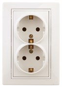 Intro Розетка Plano 1-205-02 с заземлением двойная 2X2P+E Schuko, 16А-250В, IP20, СУ, слоновая кость Б0053916 Intro Розетка Plano 1-205-02 с заземлением двойная 2X2P+E Schuko, 16А-250В, IP20, СУ, слоновая кость Б0053916