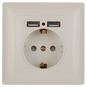 Intro 4-410-02 Розетка P+E Schuko со шторками, 16А-250В + 2хUSB, СУ, Solo, слоновая кость (10/100/20 Б0053714 Intro 4-410-02 Розетка P+E Schuko со шторками, 16А-250В + 2хUSB, СУ, Solo, слоновая кость (10/100/20 Б0053714