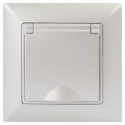 Intro Розетка Solo 4-203-06 с заземлением 2P+E Schuko с крышкой, 16А-250В, IP20, СУ, перламутр Б0053662 Intro Розетка Solo 4-203-06 с заземлением 2P+E Schuko с крышкой, 16А-250В, IP20, СУ, перламутр Б0053662