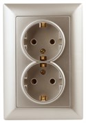 Intro Розетка Solo 4-205-04 с заземлением двойная 2X2P+E Schuko, 16А-250В, IP20, СУ, шампань Б0053676 Intro Розетка Solo 4-205-04 с заземлением двойная 2X2P+E Schuko, 16А-250В, IP20, СУ, шампань Б0053676