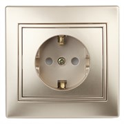 Intro 1-206-04 Розетка 2P+E Schuko со шторками, 16А-250В, IP20, СУ, Plano, шампань (10/200/2000) Б0030075 Intro 1-206-04 Розетка 2P+E Schuko со шторками, 16А-250В, IP20, СУ, Plano, шампань (10/200/2000) Б0030075