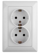 Intro Розетка Solo 4-208-01 с заземлением двойная 2X2P+E Schuko со шторками, 16А-250В, IP20, СУ, белый Б0053697 Intro Розетка Solo 4-208-01 с заземлением двойная 2X2P+E Schuko со шторками, 16А-250В, IP20, СУ, белый Б0053697
