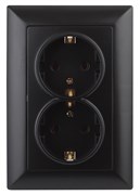 Intro Розетка Solo 4-205-05 с заземлением двойная 2X2P+E Schuko, 16А-250В, IP20, СУ, антрацит Б0053677 Intro Розетка Solo 4-205-05 с заземлением двойная 2X2P+E Schuko, 16А-250В, IP20, СУ, антрацит Б0053677