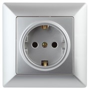 Intro Розетка Solo 4-206-03 с заземлением 2P+E Schuko со шторками, 16А-250В, IP20, СУ, алюминий Б0053683 Intro Розетка Solo 4-206-03 с заземлением 2P+E Schuko со шторками, 16А-250В, IP20, СУ, алюминий Б0053683