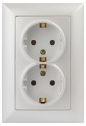 Intro Розетка Solo 4-205-06 с заземлением двойная 2X2P+E Schuko, 16А-250В, IP20, СУ, перламутр Б0053678 Intro Розетка Solo 4-205-06 с заземлением двойная 2X2P+E Schuko, 16А-250В, IP20, СУ, перламутр Б0053678