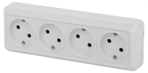 Intro Розетка Quadro 2-207-01 без заземления четырехместная 4х2P, 16А-250В, IP20, ОУ, белый Б0053829 Intro Розетка Quadro 2-207-01 без заземления четырехместная 4х2P, 16А-250В, IP20, ОУ, белый Б0053829