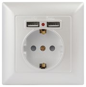 Intro Розетка Solo 4-410-06 с заземлением P+E Schuko со шторками, 16А-250В + 2хUSB, IP20, СУ, перламутр Б0053718 Intro Розетка Solo 4-410-06 с заземлением P+E Schuko со шторками, 16А-250В + 2хUSB, IP20, СУ, перламутр Б0053718