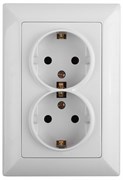 Intro Розетка Solo 4-205-01 с заземлением двойная 2X2P+E Schuko, 16А-250В, IP20, СУ, белый Б0053674 Intro Розетка Solo 4-205-01 с заземлением двойная 2X2P+E Schuko, 16А-250В, IP20, СУ, белый Б0053674