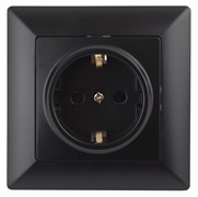 Intro Розетка Solo 4-206-05 с заземлением 2P+E Schuko со шторками, 16А-250В, IP20, СУ, антрацит Б0053685 Intro Розетка Solo 4-206-05 с заземлением 2P+E Schuko со шторками, 16А-250В, IP20, СУ, антрацит Б0053685