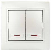 Intro Выключатель Plano 1-105-06 двухклавишный с подсветкой, 10А-250В, IP20, СУ, перламутр Б0053782 Intro Выключатель Plano 1-105-06 двухклавишный с подсветкой, 10А-250В, IP20, СУ, перламутр Б0053782