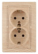 Intro Розетка Plano 1-205-11 с заземлением двойная 2X2P+E Schuko, 16А-250В, IP20, СУ, сосна Б0053922 Intro Розетка Plano 1-205-11 с заземлением двойная 2X2P+E Schuko, 16А-250В, IP20, СУ, сосна Б0053922