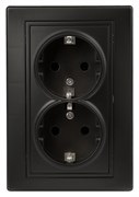 Intro Розетка Plano 1-205-05 с заземлением двойная 2X2P+E Schuko, 16А-250В, IP20, СУ, антрацит Б0053919 Intro Розетка Plano 1-205-05 с заземлением двойная 2X2P+E Schuko, 16А-250В, IP20, СУ, антрацит Б0053919