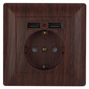 Intro 4-410-10 Розетка P+E Schuko со шторками, 16А-250В + 2хUSB, СУ, Solo, венге (10/100/2500) Б0043408 Intro 4-410-10 Розетка P+E Schuko со шторками, 16А-250В + 2хUSB, СУ, Solo, венге (10/100/2500) Б0043408