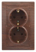 Intro Розетка Plano 1-205-10 с заземлением двойная 2X2P+E Schuko, 16А-250В, IP20, СУ, венге Б0053921 Intro Розетка Plano 1-205-10 с заземлением двойная 2X2P+E Schuko, 16А-250В, IP20, СУ, венге Б0053921