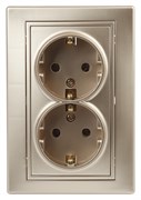 Intro Розетка Plano 1-205-04 с заземлением двойная 2X2P+E Schuko, 16А-250В, IP20, СУ, шампань Б0053918 Intro Розетка Plano 1-205-04 с заземлением двойная 2X2P+E Schuko, 16А-250В, IP20, СУ, шампань Б0053918
