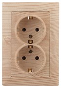 Intro Розетка Solo 4-205-11 с заземлением двойная 2X2P+E Schuko, 16А-250В, IP20, СУ, сосна Б0053680 Intro Розетка Solo 4-205-11 с заземлением двойная 2X2P+E Schuko, 16А-250В, IP20, СУ, сосна Б0053680