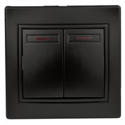 Intro 1-105-05 Выключатель двойной с подсветкой, 10А-250В, IP20, СУ, Plano, антрацит (10/200/3600) Б0044564 Intro 1-105-05 Выключатель двойной с подсветкой, 10А-250В, IP20, СУ, Plano, антрацит (10/200/3600) Б0044564